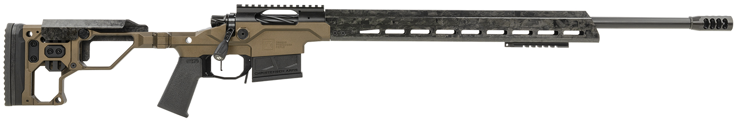 Christensen Arms 8010300902 Modern Precision 6.5 Creedmoor 24" Threaded Carbon Fiber Barrel 5+1, Black Nitride Finish, Desert Brown Anodized Folding Stock, Polymer Grip