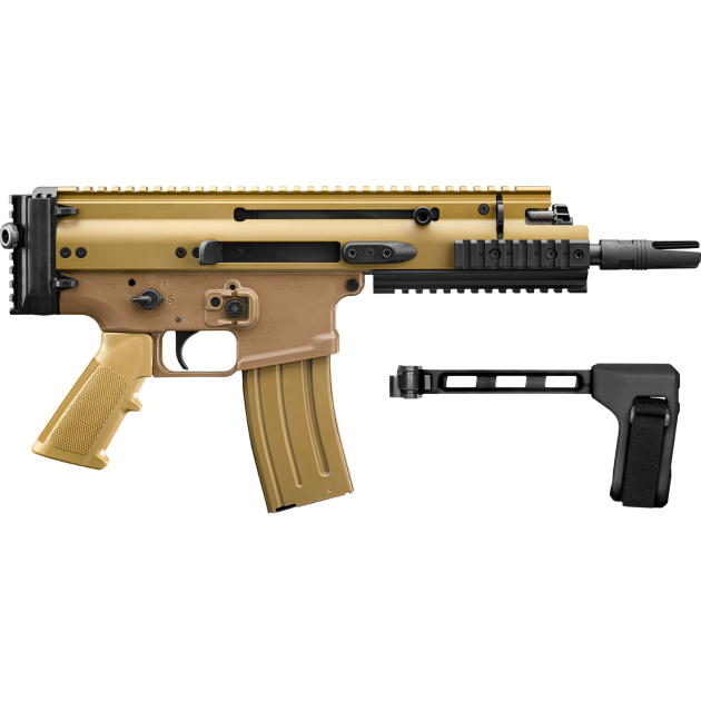 FN 38101885 SCAR 15P 5.56x45mm 10+1 7.50" Black Flat Dark Earth Picatinny Rail Aluminum Receiver SB Tactical Brace