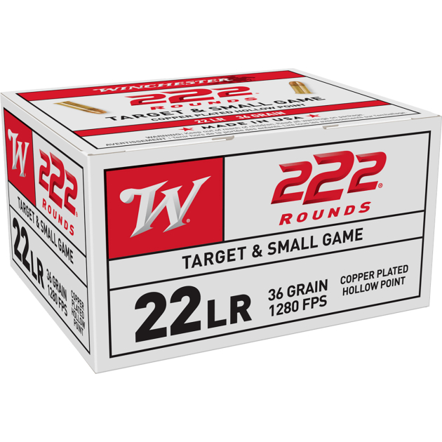 Winchester Ammo 22LR222HP USA  22LR 36gr Copper Plated Hollow Point 222 Per Box/10 Case