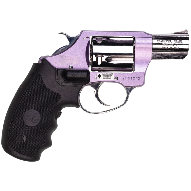 Charter Arms 53842 Undercover Lite Chic Lady Small 38 Special 5 Shot 2" High Polished Stainless Steel Barrel & Cylinder, Lavender Aluminum Frame w/Black Crimson Trace Laser Grip, Exposed Hammer