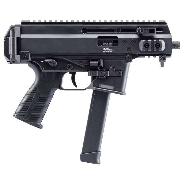 B&T Firearms 36176502G APC9K  9mm Luger 33+1 4.30" Black Steel Barrel, Black Picatinny Rail Receiver, Brace Adapter, Black Polymer Grips, Ambidextrous