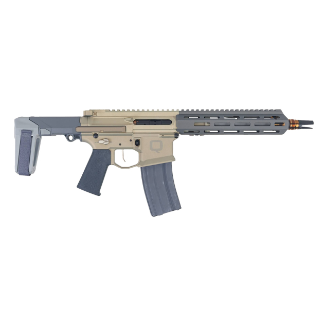 Q LLC HB55610INPISTOL Honey Badger  5.56 NATO 30+1 10" Threaded Barrel, M-LOK Handguard, Aluminum Receiver, Tan SB Tactical Brace