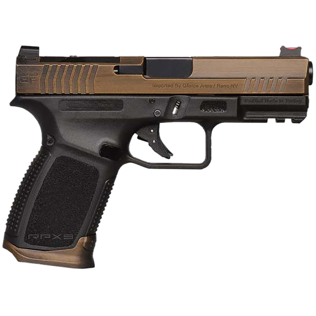 Gforce Arms GFRPX3C9BT Exodus  9mm Luger 15+1 4.02" Black Steel Barrel, Bronze Cerakote Serrated Steel Slide, Black Cerakote Polymer Frame w/Accessory Rail, Black Textured Grip