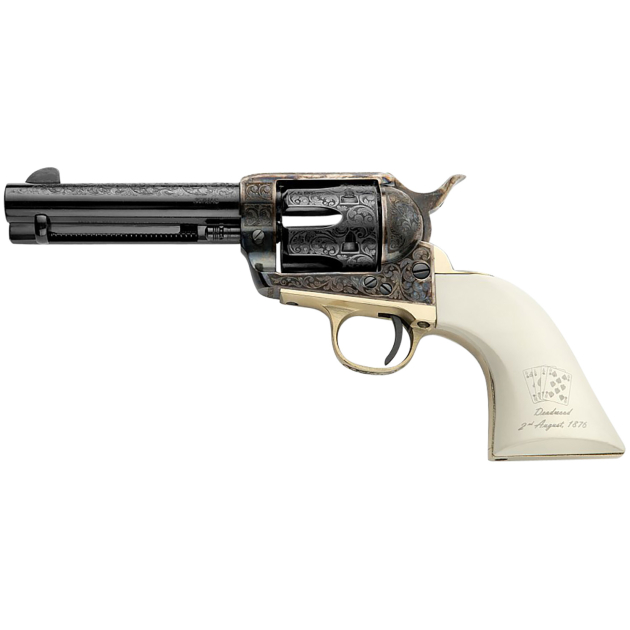 Pietta GW357DMH434NMAE Great Western II Deadman's Hand 357 Mag 6rd 4.75" Blued Octagon Steel Barrel & Cylinder, Color Case Hardened Steel Frame, White Polymer w/Aces & Eights Grip, Exposed Hammer