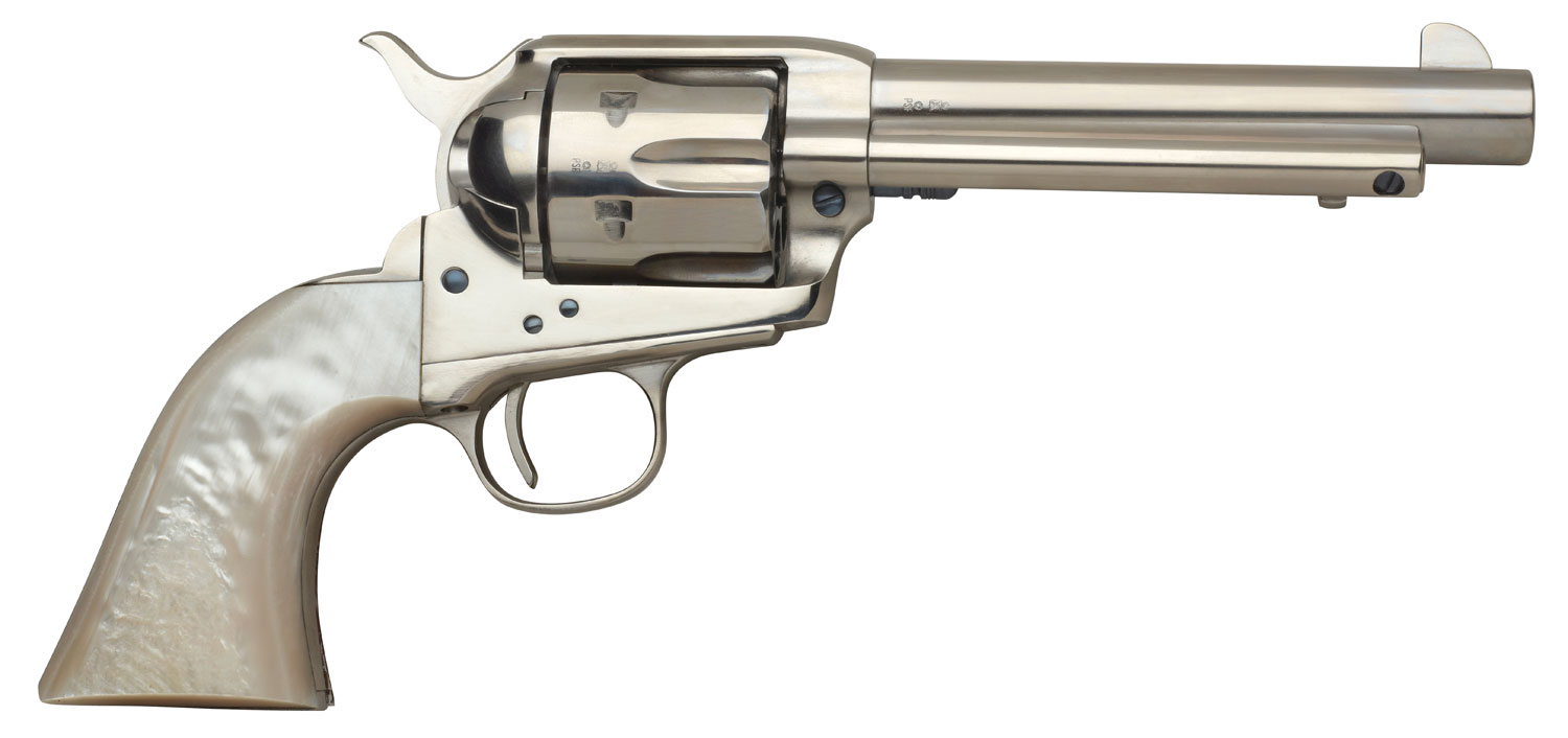 Taylors & Company 555114 1873 Cattleman 45 Colt (LC) Caliber with 5.50" Barrel, 6rd Capacity Cylinder, Overall Nickel-Plated Finish Steel, Ivory Synthetic Grip & Overall Taylor Polish