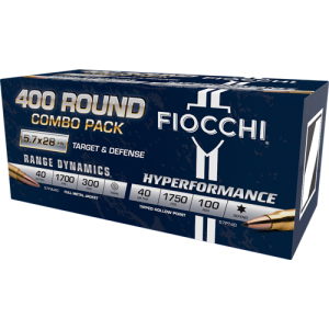 FIOCCHI 5.7X28 300RD 40GR FMJ - 100RD 40GR JHP COMBO PACK