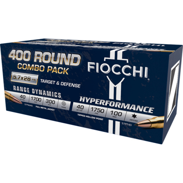 FIOCCHI 5.7X28 300RD 40GR FMJ - 100RD 40GR JHP COMBO PACK