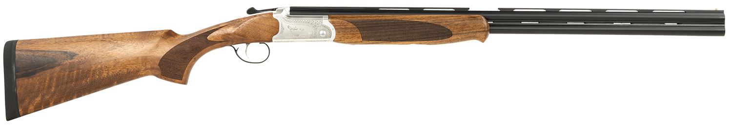 ATI ATIGKOF28SVE Cavalry  28 Gauge Break Open 2.75" 2rd, 26" Matte Blued Over/Under Vent Rib Barrel, Silver Engraved Aluminum Receiver, Fixed Oiled Turkish Walnut Walnut Stock