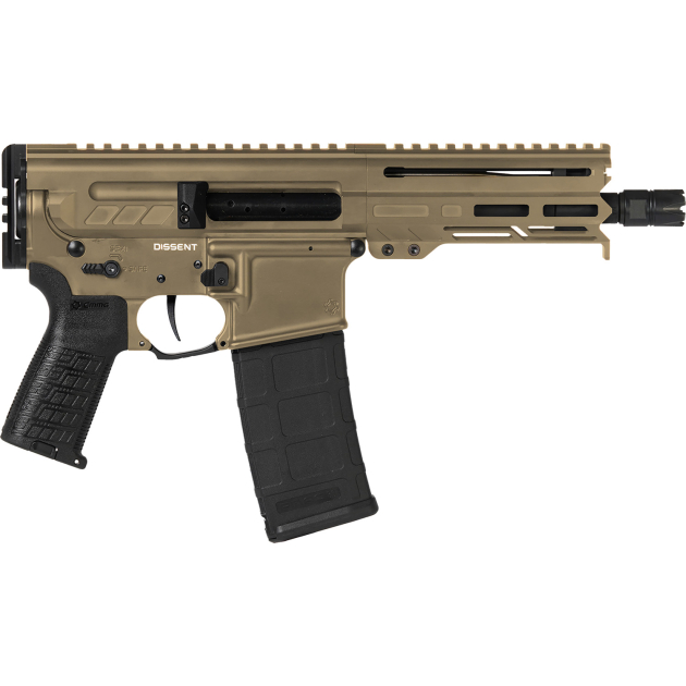 CMMG 55A938FCT Dissent  5.56x45mm NATO 30+1 6.50", Coyote Tan Cerakote Rec, OEM Grip, Picatinny Buffer Adapter, Zeroed Drop-In Single Stage Trigger