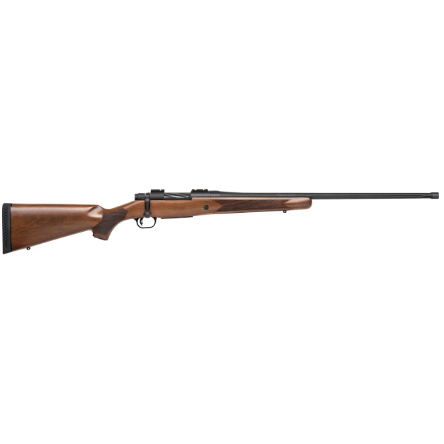 Mossberg 28239 Patriot  Full Size 7mm PRC 3+1 24" Matte Blued Fluted Threaded Barrel, Drilled & Tapped Matte Blued Stainless Steel Receiver, Walnut Fixed Stock