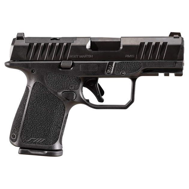 Rost Martin RM1SBLKOSP RM1C  Sub-Compact Frame 9mm Luger 15+1 3.60" Black Match Grade Barrel, Black Tenifer Optic Ready/Serrated Steel Slide, Black Polymer Frame w/Picatinny Rail, Textured Grip
