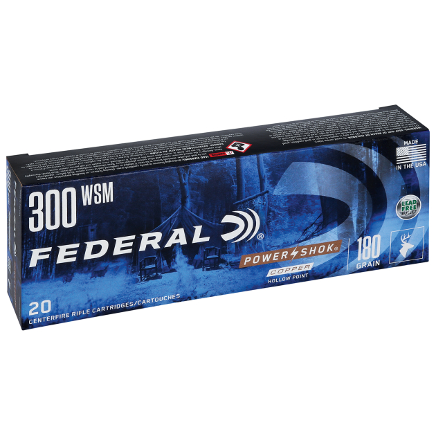 Federal 300WSM180LFA Power-Shok  300WSM 180gr Copper Hollow Point 20 Per Box/10 Case