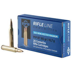 PPU PP3002 Standard Rifle  300WinMag 165gr Soft Point Boat Tail 20 Per Box/10 Case