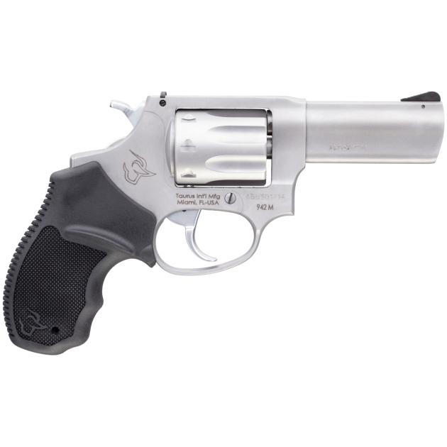 Taurus 2942M039 942  22 WMR 8rd 3" Barrel, Overall Matte Finish Stainless Steel & Finger Grooved Black Polymer Grip