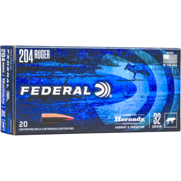 FEDERAL 204 RUGER 32GR V-MAX - 20RD 10BX/CS