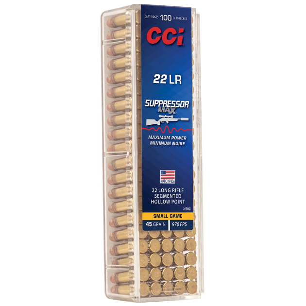 CCI 22LR 45 GR SUPPRESSOR MAX SEG HP 100RD/BX 500RD/BRICK 50BX/CS