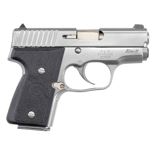 Kahr Arms M9098A MK Elite 9mm Luger Caliber with 3" Barrel, 6+1 or 7+1 Capacity, Overall Polished Stainless Steel, Serrated Slide & Textured Wraparound Black Nylon Grip