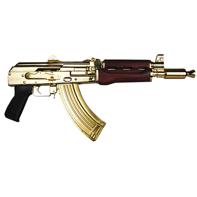 Zastava Arms Usa ZP92762SRGL ZPAP92  7.62x39mm 30+1 10" 24K Gold Plated/ Cold HammerForged/ Chrome Lined Barrel, Steel 24K Gold Plated Receiver, Serbian Red Wood Grips