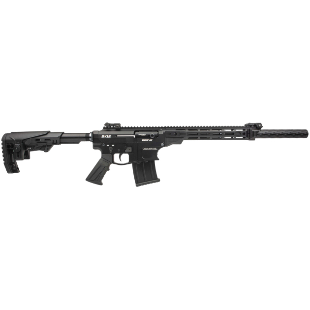 Derya Firearms DY1218US Namlu DY12 12 Gauge Semi-Auto 3" 5+1 18" Black Melotine Threaded Barrel, Black Anodized Aluminum Receiver w/Picatinny Rail, Black Adjustable Polymer Stock & Pistol Grip