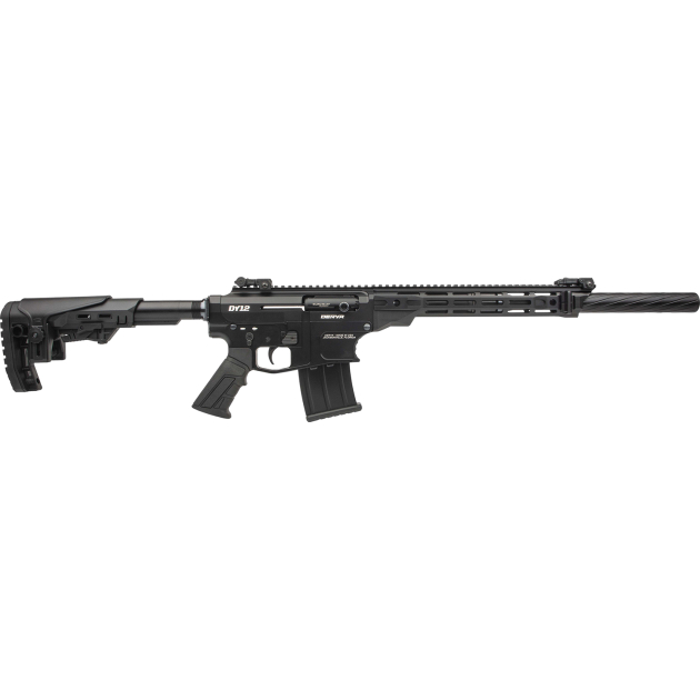 Derya Firearms DY1220US Namlu DY12 12 Gauge Semi-Auto 3" 5+1 20" Black Melotine Threaded Barrel, Black Anodized Aluminum Receiver w/Picatinny Rail, Black Adjustable Polymer Stock & Pistol Grip