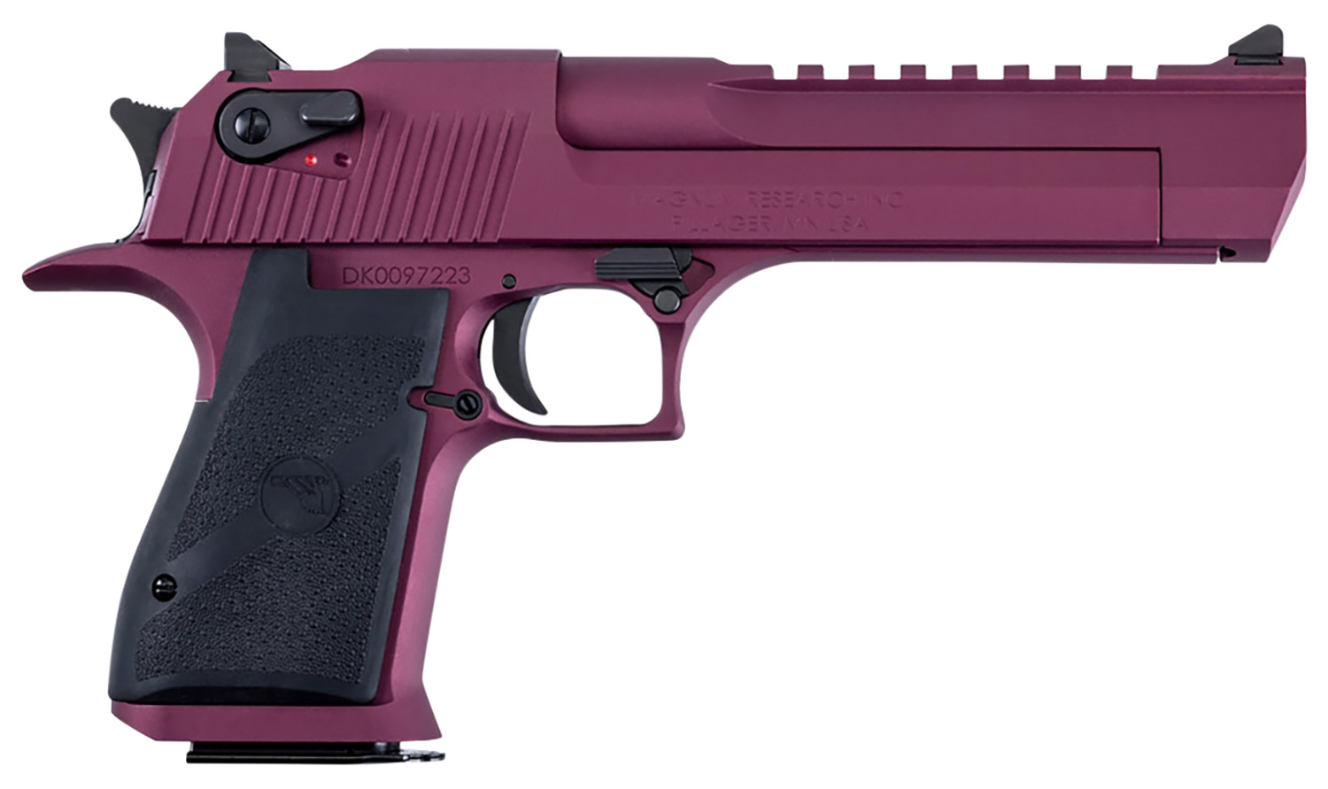 Magnum Research DE50BKC Desert Eagle Black Cherry 50 AE 7+1 6" Black Barrel, Metallic Black  Cherry Cerakote Serrated Slide, Aluminum Frame w/Picatinny Rail & Beavertail Black Rubber Grips