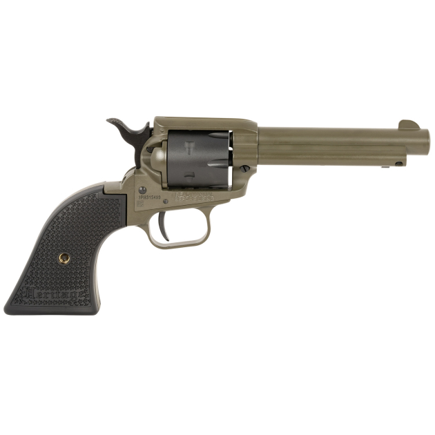 Heritage Mfg RR22T4 Rough Rider  22 LR 6 Shot 4.75" OD Green Cerakote Barrel, OD Green Cerakote w/Black Accents Frame, Black Cerakote Cylinder, Black Star Polymer Grips