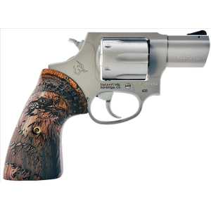 Taurus 2-605029-US2 605  Small 357 Mag/38 Special +P 5 Shot 2" Matte Stainless Steel Barrel & Frame, Polished Cylinder, Custom Designed Wood Grip w/Eagle, Transfer Bar Safety, Exposed Hammer