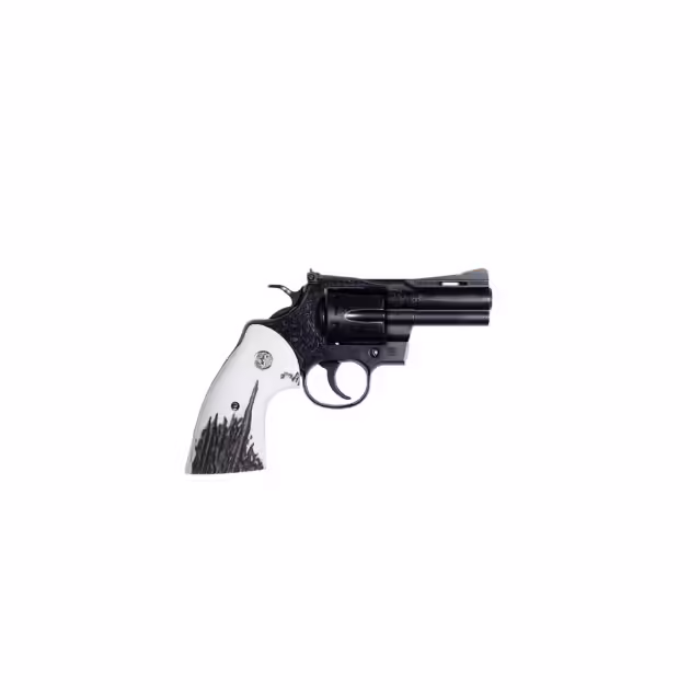 COLT PYTHON 357MAG REVOLVER 3" DEEP ENGRAVED, STAG GRIPS, 1 OF 200