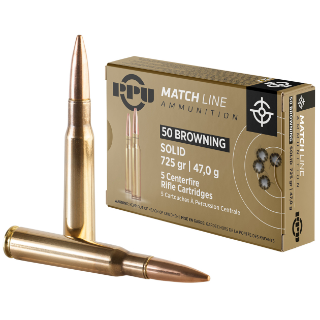 PPU PPM50 Match  50BMG 725gr Full Metal Jacket Solid 5 Per Box/20 Case