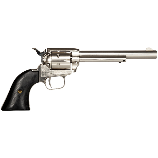 Heritage Mfg RR22NI6BW Rough Rider  22 LR 6rd 6.50" Nickel Steel Barrel, Nickel Aluminum Frame, Matte Nickel Cylinder, Black Laminate Grip, Hammer/Thumb Safety, Exposed Hammer