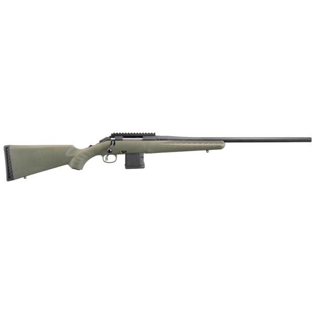 RUGER AMERICAN PREDATOR 223REM 22" MT BLK THREADED BBL, MOSS GRN STOCK 10RD DETACH MAG