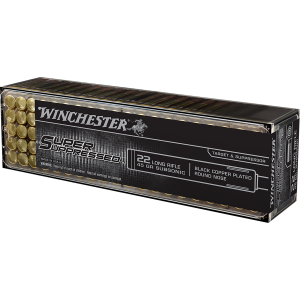 Winchester Ammo SUP22LR Super Suppressed  22LR 45gr Black Copper Plated Round Nose 100 Per Box/20 Case