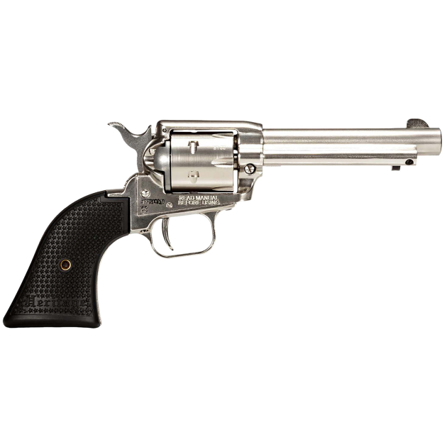 Heritage Mfg RR22NI6 Rough Rider  22 LR 6rd 6.50" Nickel Steel Barrel, Nickel Aluminum Frame, Matte Nickel Cylinder, Black Polystar Grip, Hammer/Thumb Safety, Exposed Hammer