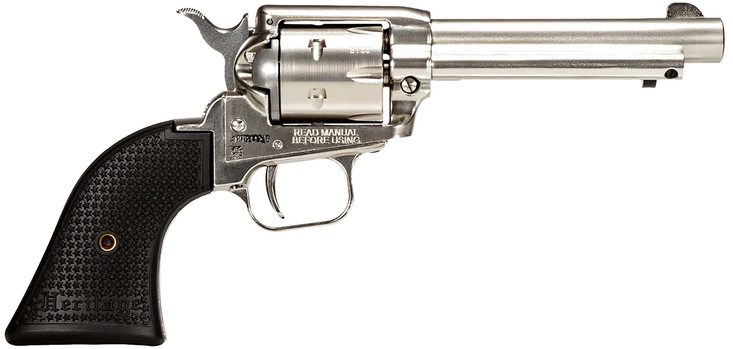 Heritage Mfg RR22NI6 Rough Rider  22 LR 6rd 6.50" Nickel Steel Barrel, Nickel Aluminum Frame, Matte Nickel Cylinder, Black Polystar Grip, Hammer/Thumb Safety, Exposed Hammer