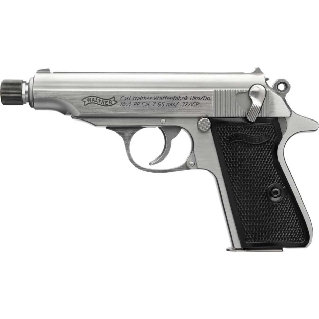 WALTHER PP SD 32ACP PISTOL STAINLESS 3.9" THREADED BARREL 8RD MAGAZINE