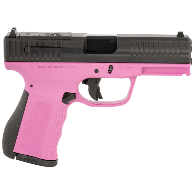 FMK FMKG49PK G3  9mm Luger 14+1 4" Stainless Steel Barrel, Black Optic Cut/Serrated Carbon Steel Slide, Pink Polymer Frame w/Picatinny Rail, Black Backstrap Grip