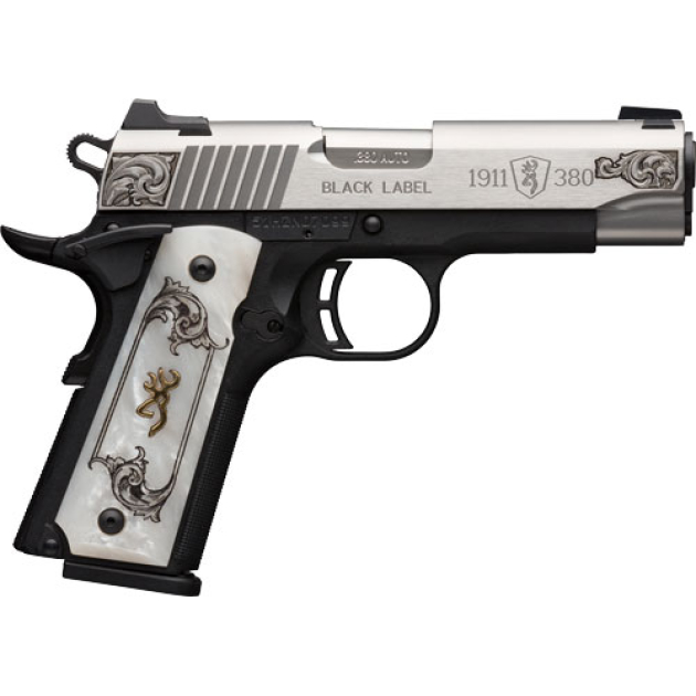 BROWNING 1911-380 SS/ENGRAVED - 380ACP FS 3.58" WHITE PEARL