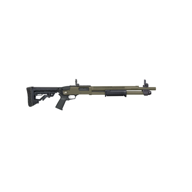 MOSSBERG 590R CERAKOTE 12G 3" SHOTGUN 18.5" W/ H.S., ODG, MOE GRIP/FLIP UP, 5 POSITION STOCK, 6+1