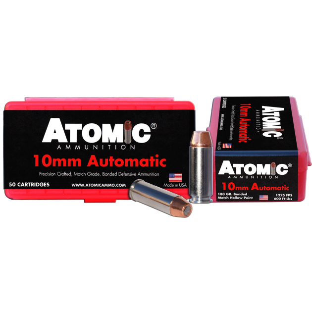 Atomic Ammunition 00432 Pistol Precision Craft 10mmAuto 180gr Bonded Match Hollow Point 50 Per Box/10 Case