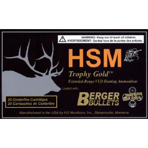 HSM 300HH185VLD Trophy Gold Extended Range 300 H&H Mag 185 gr Berger Hunting VLD Match 20 Per Box/ 20 Case