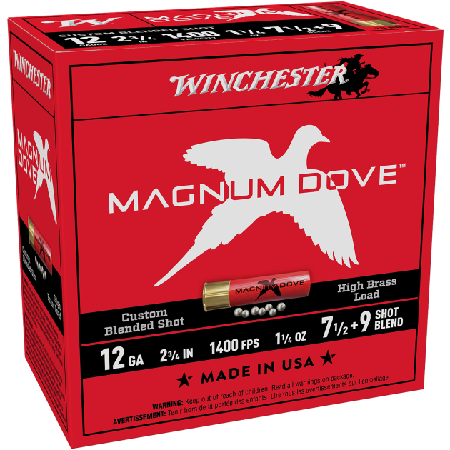 Winchester Ammo MD1279 Magnum Dove  12Gauge 2.75" 1 1/4oz 7.5/9Shot 25 Per Box/10 Case
