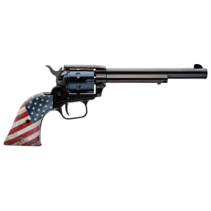 Heritage Mfg RR22B6USFLAG Rough Rider  22 LR 6 Shot 6.50" Black Oxide Barrel & Cylinder, Black Steel Zinc Alloy Frame, US Flag Grip Exposed Hammer