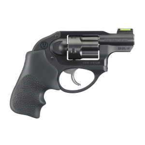 RUGER LCR 38SPL+P MAG REVOLVER BLACK, HOGUE GRIP, FIBER FRONT SIGHT 5RD
