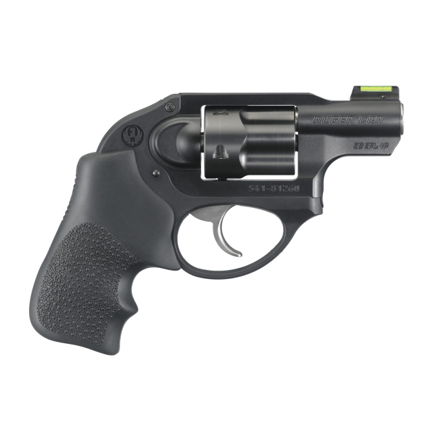 RUGER LCR 38SPL+P MAG REVOLVER BLACK, HOGUE GRIP, FIBER FRONT SIGHT 5RD