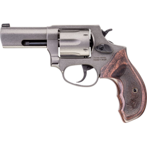 TAURUS 856 38SPL 3" NGT SGT - TUNGSTEN CERAKOTE WOOD GRIP - Image 2