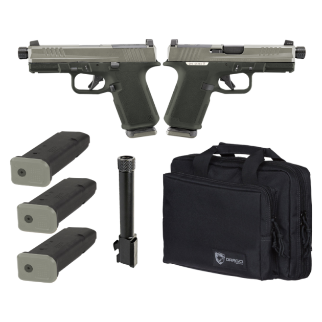 RUGER RXM TACTICAL BUNDLE 9MM PISTOL 4" THREADED, 2 TONE ODG O.R. RANGE BAG, 3-15RD MAGS