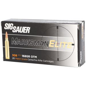 Sig Sauer E308M120 Marksman Elite  308 Win 168 gr Open Tip Match 20 Per Box/ 25 Case