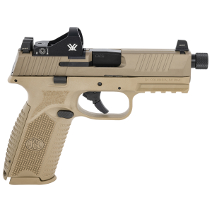 FN 66100845 509 Tactical 9mm Luger 17+1/24+1 4.50" Threaded Barrel, Flat Dark Earth Polymer Frame w/Mounting Rail, Optic Cut FDE Stainless Steel Slide, No Manual Safety, Includes Viper Red Dot