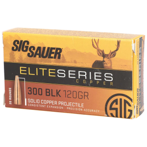 Sig Sauer E300H120 Elite Copper Hunting  300Blackout 120gr Copper Solid 20 Per Box/10 Case
