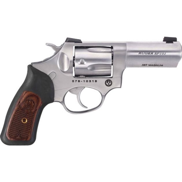 RUGER SP101 357 MAGNUM 3" - FS SS RUBBER/WOOD WILEY CLAPP